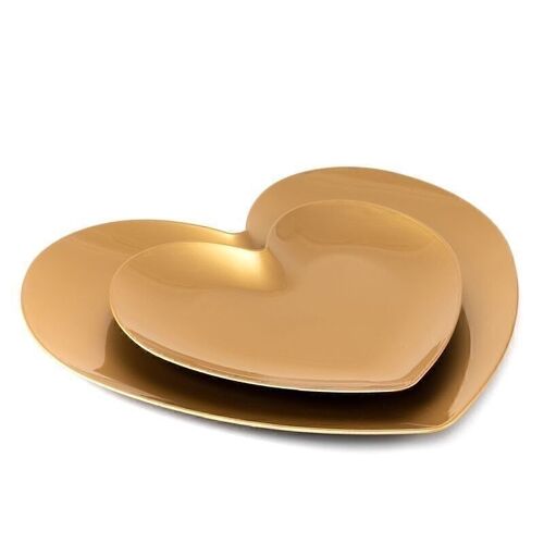 SAN VALENTÍN JUEGO DE 2 PLATOS DECORATIVO FORMA CORAZON ORO HH30512230