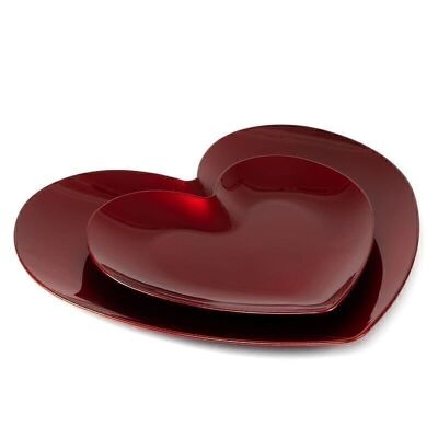 SAN VALENTÍN JUEGO DE 2 PLATOS DECORATIVO FORMA CORAZON ROJO HH30512228