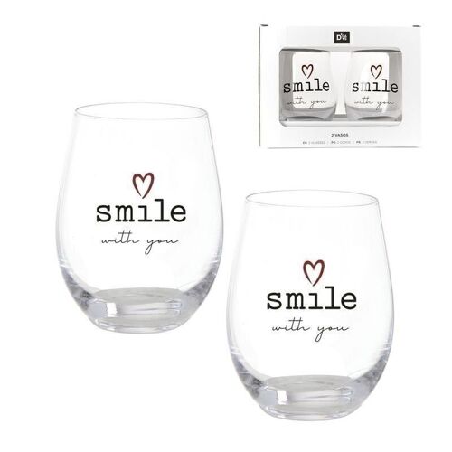 JUEGO DE 2 VASOS 500ML SMILE WITH LOVE HH304316