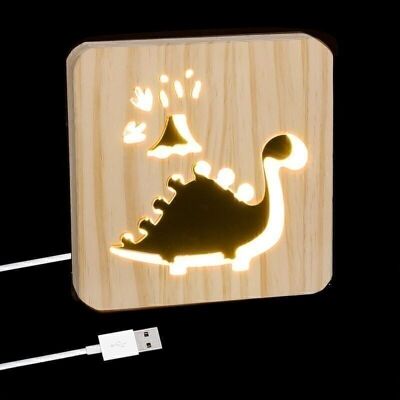 LÁMPARA LED MADERA DINO HH292605