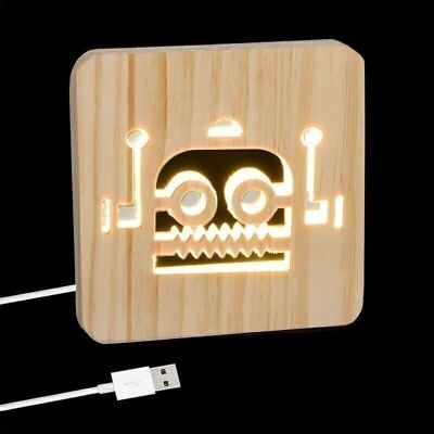 LÁMPARA LED MADERA ROBOT HH292607