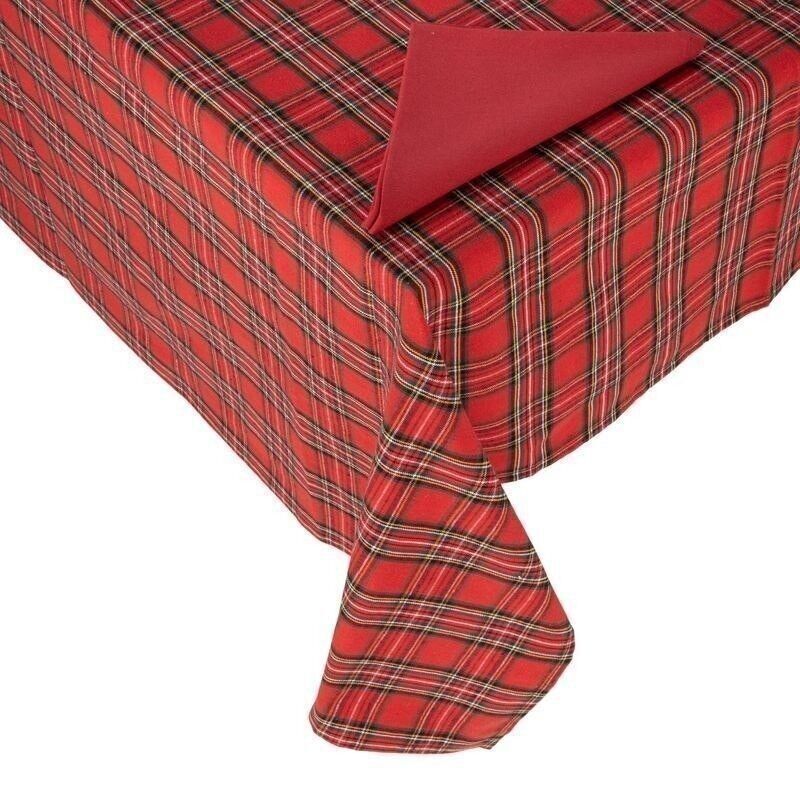 MANTEL REDONDO 150CM 4 SERVILLETAS ESTAMPADO TARTAN HH30512791