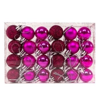 PACK 24 BOLAS 3CM NAVIDAD FUCSIA HH30512251