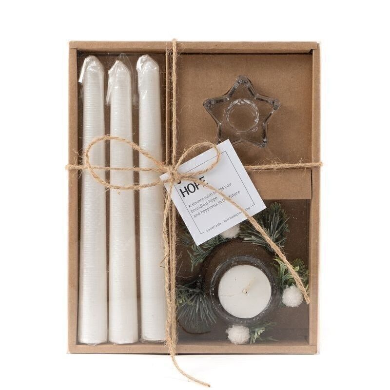 PACK VELAS Y CANDELABRO NAVIDAD BLANCO HH30512277