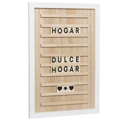 PANNEAU 60 LETRAS MADERA BLANCO 30X45 CM HH2597177