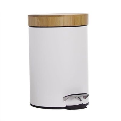 PAPELERA 3L BLANCA TAPA BAMBU HH2293542