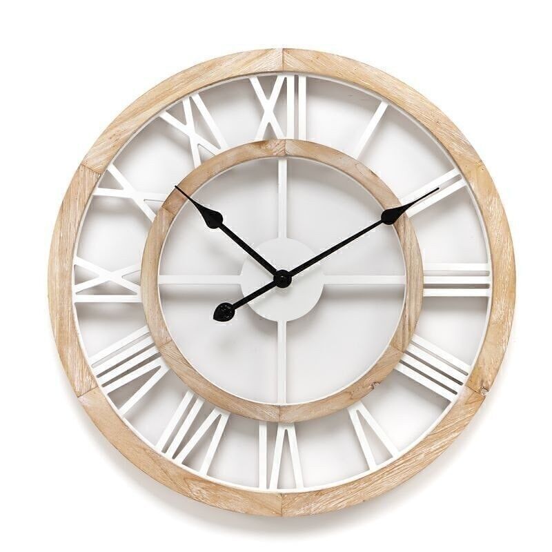 RELOJ 60CM MADERA BLANCO HH2910103