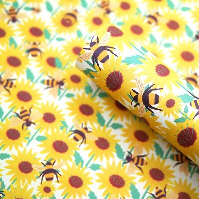 Sunflower & Bee Recycled Gift Wrap