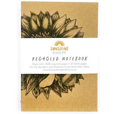 Sunflower & Bee Recycled A6 Notebook