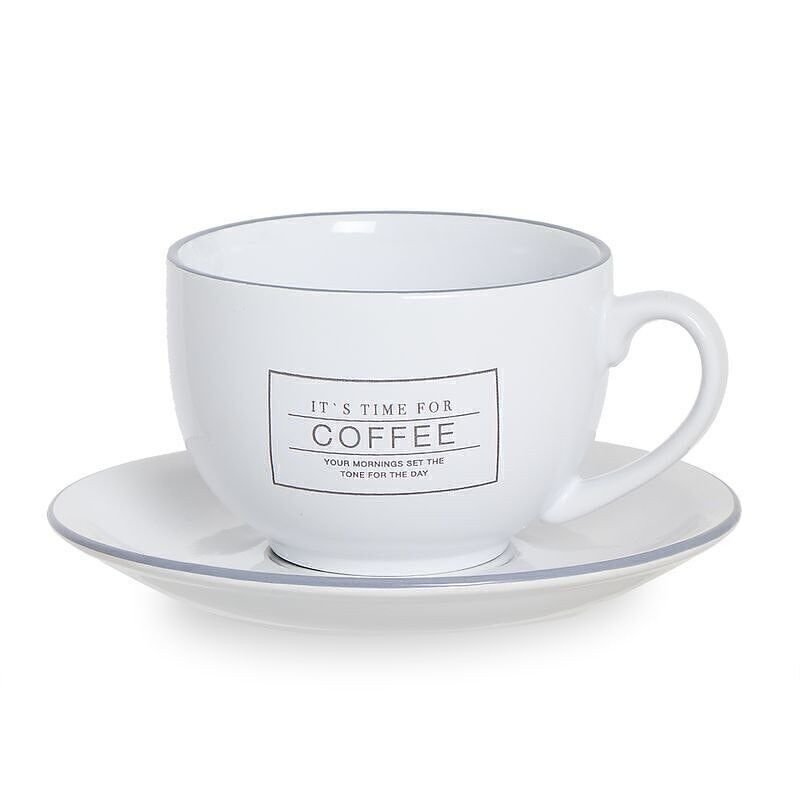 TASSE 450ML MIT PLATTE ESSENTIAL WEISS HH254675