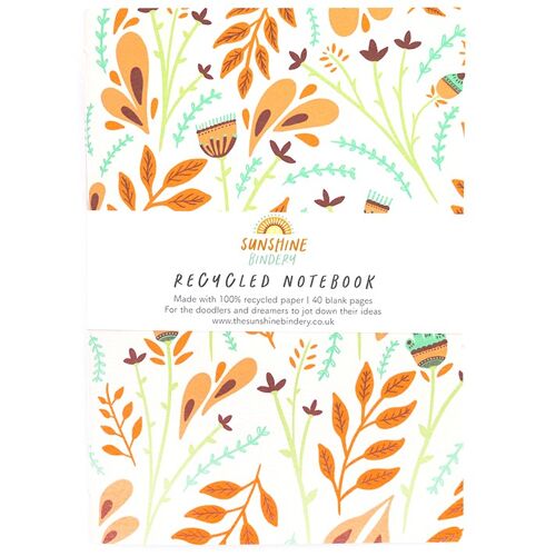 Folk Florals A5 Recycled Blank Notebook