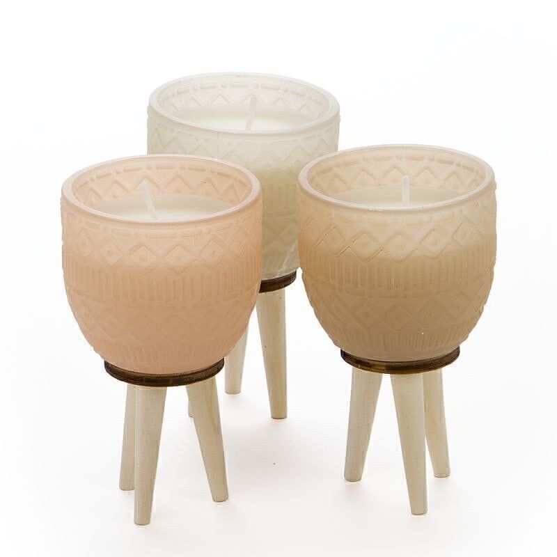 VELA CRISTAL CON PATAS MADERA 3C HH2852100