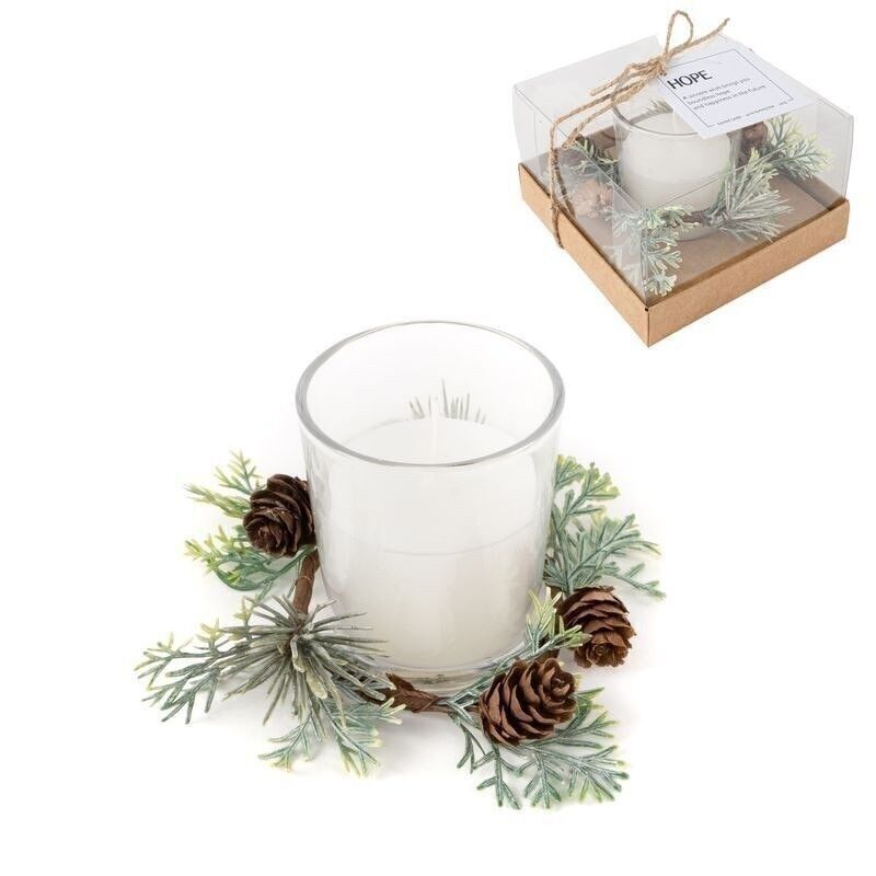 VELA EN VASO DECORADO NAVIDAD BLANCO HH30512276