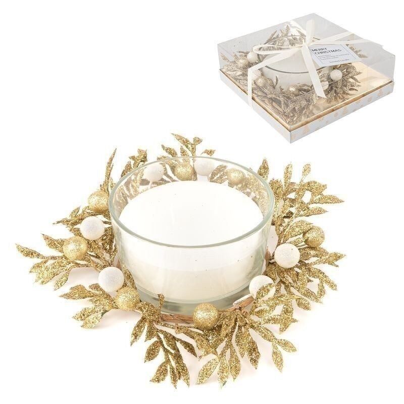 VELA EN VASO DECORADO NAVIDAD ORO XL HH30512302