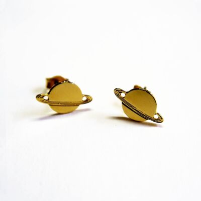 Schmuck Goldene oder silberne Saturn-Ohrringe