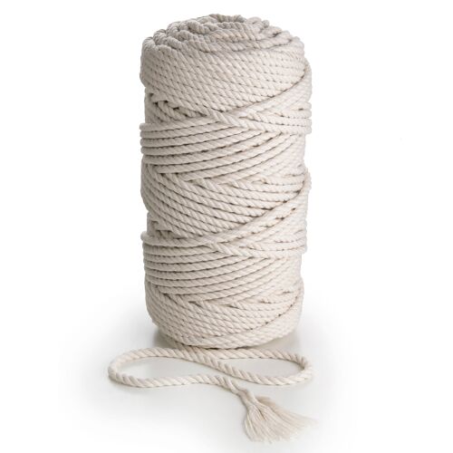 Blisstime Macrame Cord 4mm x 328yards |Natural Cotton Macrame Rope|3 Strand Twisted Cotton Cord | Soft Undyed Cotton Rope for