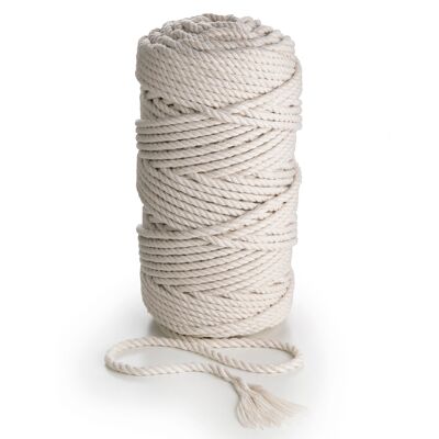 Cordón de macramé natural Cuerda Cuerda 3 capas Giro 6 mm x 140 m (2 kg) Cuerda de cordón de algodón de 3 hebras