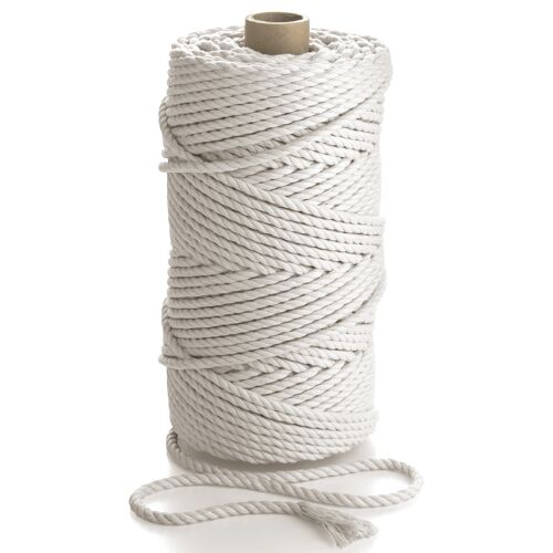 Natural Macrame Cotton Cord 3 ply Twisted 5mm x 100m 3 Strands Craft Rope DYI Twine string