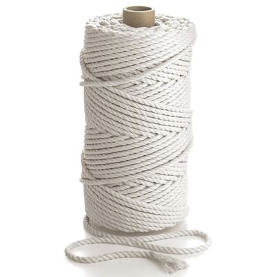 Cordón de algodón macramé natural 3 capas trenzado 5 mm x 100 m 3 hebras Craft Rope DYI Twine string