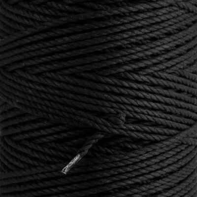 NERO Macrame Cord Rope Spago 3 strati Ritorto 3mm, 8mm, 12mm di rotolo da 5kg 3 fili di corda di cotone