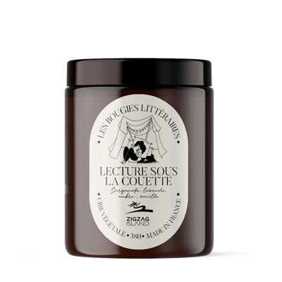 CANDLE IN APOTHECARY POT READING UNDER THE DUVET MADE IN FRANCE LES BOUGIES LITERAIRES COLLECTION