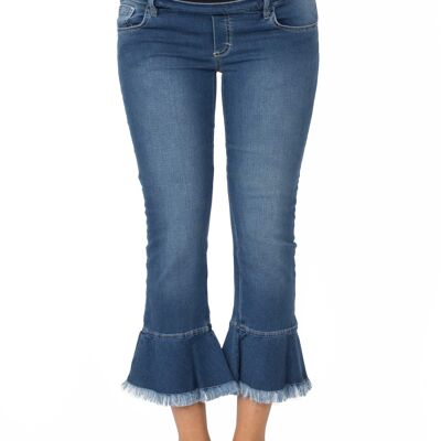 maternity jeans with fringed flounce