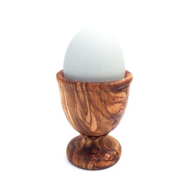 Handmade egg cup on foot from olive wood