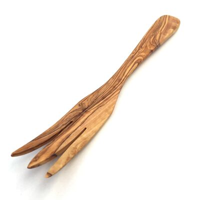 Tenedor de servir de 3 dientes de 30 cm fabricado en madera de olivo