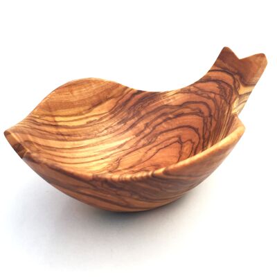 Fish shaped bowl handmade from olive wood