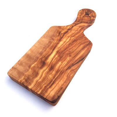 Tagliere con manico L 23 cm realizzato a mano in legno d'ulivo