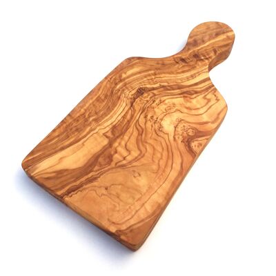Tagliere con manico L 26 cm realizzato a mano in legno d'ulivo