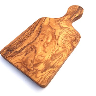 Tagliere con manico L 29 cm realizzato a mano in legno d'ulivo