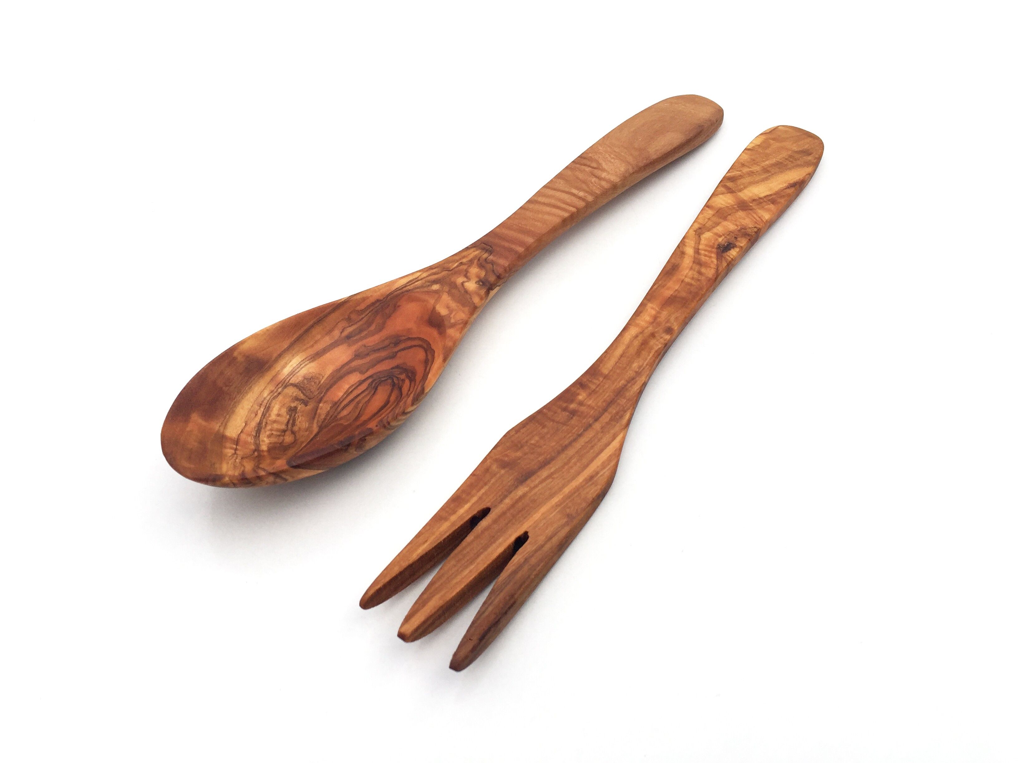 Set di 2 posate da insalata Paris 25 cm cucchiaio da insalata in legno d'ulivo