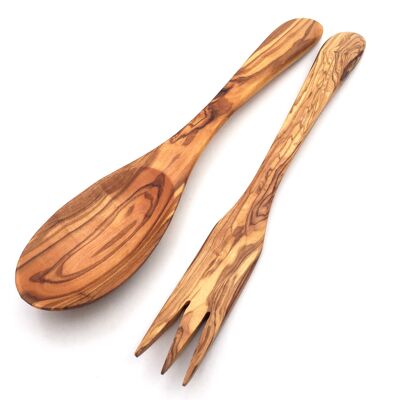 Set of 2 salad servers Paris 30 cm salad spoon olive wood