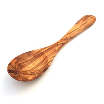 Cuillère ovale manche large 26 cm en bois d'olivier