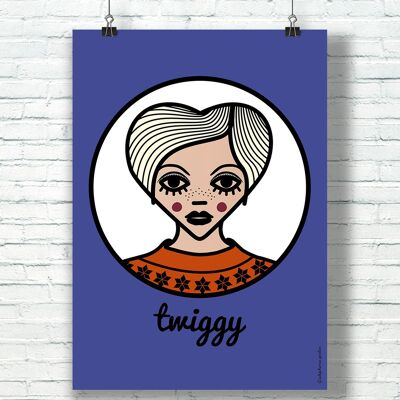 "Twiggy" POSTER (30 cm x 40 cm) / Graphic tribute to Twiggy by the illustrator ©️Stéphanie Gerlier