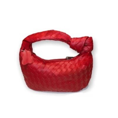 Mini sac jod en cuir tressé rouge