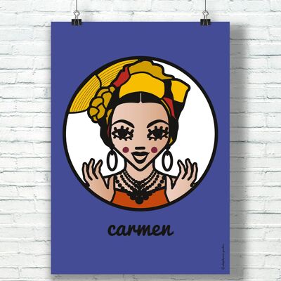 "Carmen" POSTER (21 cm x 29.7 cm) / Graphic Tribute to Carmen Miranda by the illustrator ©️Stéphanie Gerlier