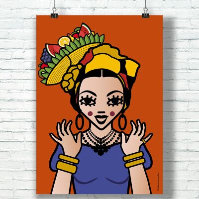 AFFICHE "Chica Boom" (30 cm x 40 cm) / Hommage Graphique à Carmen Miranda par l'illustratrice ©️Stéphanie Gerlier