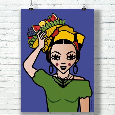 POSTER "Tutti Frutti" (30 cm x 40 cm) / Graphic Tribute to Carmen Miranda by the illustrator ©️Stéphanie Gerlier