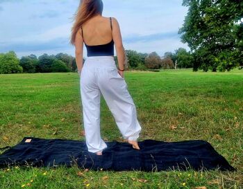 Pantalon de yoga bouffant en coton, sarouel femme, pantalon taille haute, pantalon hippie, pantalon de yoga, pantalon bouffant hippie, pantalon bohème, pantalon décontracté, Royaume-Uni (couleur naturelle) 1