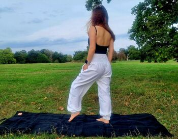 Pantalon de yoga bouffant en coton, sarouel femme, pantalon taille haute, pantalon hippie, pantalon de yoga, pantalon bouffant hippie, pantalon bohème, pantalon décontracté, Royaume-Uni (couleur naturelle) 2