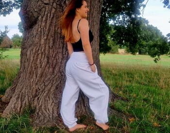 Pantalon de yoga bouffant en coton, sarouel femme, pantalon taille haute, pantalon hippie, pantalon de yoga, pantalon bouffant hippie, pantalon bohème, pantalon décontracté, Royaume-Uni (couleur naturelle) 4