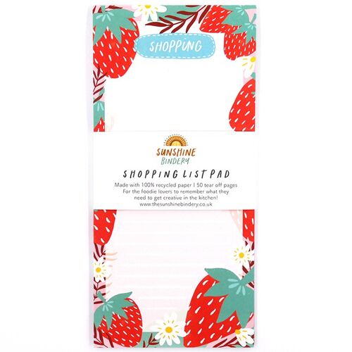 Strawberry Shopping List Recycled Notepad