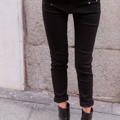BLACK STUDDED TROUSERS
