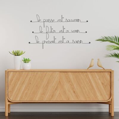 Cita de decoración de pared de metal "El pasado es un recuerdo, el futuro está por venir, el presente debe ser aprovechado"