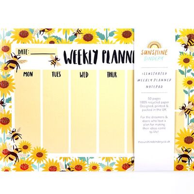 Bumble Bee A4 Weekly Planner Pad