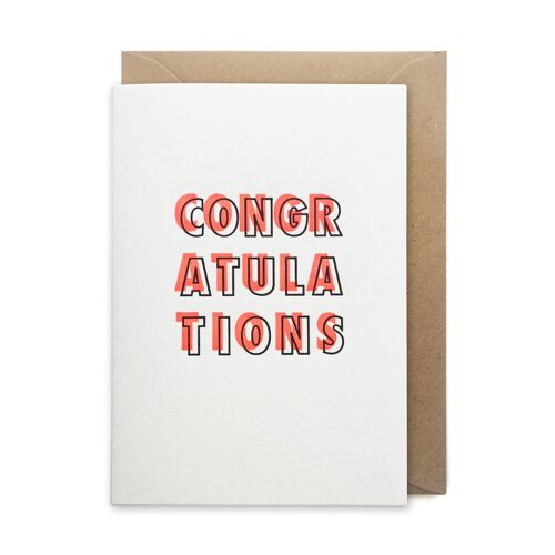 Neon congratulations luxury letterpress printed card