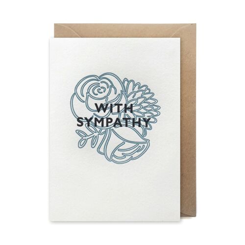 With sympathy botanical luxury letterpress printed card