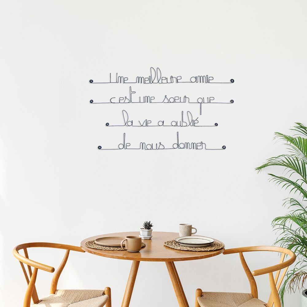 Decoración de pared de alambre - Cumpleaños / Regalo de amistad - Cita "Una mejor amiga es una hermana que la vida olvidó darnos" - para fijar - Joyería de pared